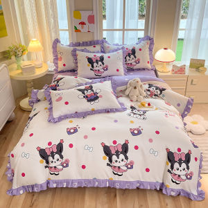 Vỏ Chăn Ga Giường Chà Nhám Cotton Bộ Bốn Chiếc Mẫu Váy Giường Dày Dặn Phong Cách Công Chúa Kiểu Hàn Vỏ Chăn Ga Giường Bộ Đồ Giường Bộ Ba Chiếc