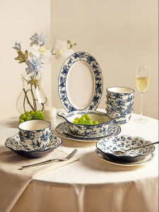 MODERN SWEETHOME | Underglaze Blue & White Porcelain French Style Dinnerware Sets