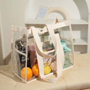 Transparent Beach Bag Travel Waterproof Swimming Toiletries Storage Handbag Large Capacity Single Shoulder Jelly Bag for Women