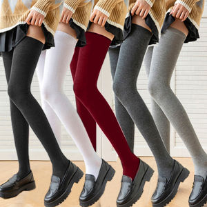 Vớ Nữ Dài Màu Trơn Gợi Cảm Trên Đầu Gối Vớ Cao Đến Đùi Giữ Ấm Vớ Lolita Nữ Dệt Kim Polyester