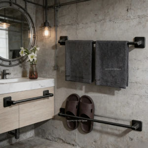 Wall Mounted Towel Rack Bathroom Storage Rack No Drilling Bathroom Horizontal Bar Towel Rack Kitchen Bathroom Accessories