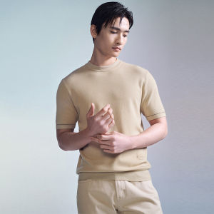 Mens Comfortable Warm Casual Short Sleeve Tee Elastic Crew Neck
