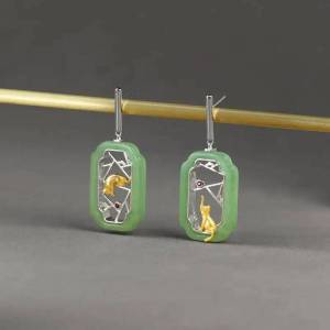 Natural Window Cat Dangle Earrings For Women Ethnic Chic Earring New Gift