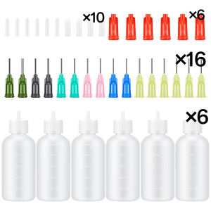 6pcs 50ml Glue Applicator Bottles Squeezable Plastic Liquid Bottle with Blunt Needle Tip 14G 20G for Crafts DIY and Repairs