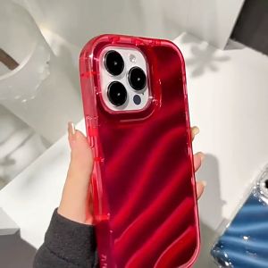 Tri-Town Luxury Ins Dazzle Color Cord Case Compatible For iPhone 17 16 15 11 13 14 12 Pro Max 6 7 8 Plus XR XS MAX Soft Tpu 3D Wavy Curved Shockproof Back Cover