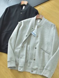 Comfortable Air Layer Mens Jacket Spring Autumn Single Button Baseball Collar Sweatshirt Fashion Urban Style Pure Color Knitwear