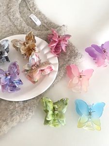 【 In Stock 】2024 New Three-dimensional Butterfly Clip High-end Womens Hair Clip Shark Clip Hair Accessory At The Back Of The Head Penangkap Butterfly 蝴蝶抓夹