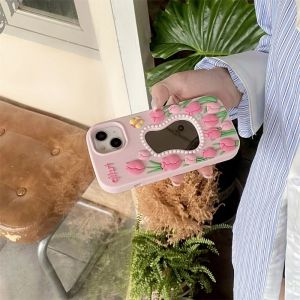 💗Internet celebrity trend+In stock+COD Cute 3D Cartoon Tulip Case Soft Silicone Phone Cases for iPhone 11 12 13 14 15 Pro Max promax