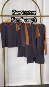 Kaos Twotone Couple Family Lengan Panjang Pendek Anak Dewasa | Abutua - Almond