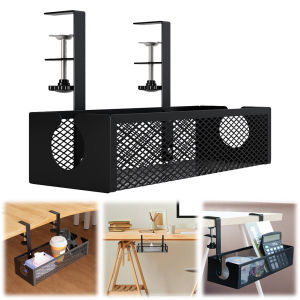 Under Table Cable Management Rack Adjustable Thickness Wire Management Tray Under Desk Cord Organizer for Desk Kitchen