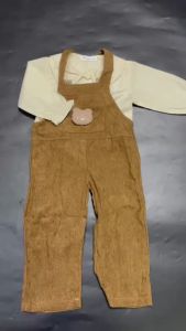 เซ็ตชุดเอี๊ยมหมีเด็ก 2 ชิ้น (ได้เสื้อเชิ้ต+เอี๊ยมผ้าลูกฟูก พร้อมส่งในไทย (STREET228)