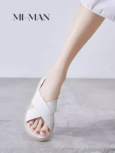 Genuine Leather Sandals Women Flat Shoes Soft Bottom Anti-Slip Pregnant Women Summer Outdoor Wear Cow Tendon Bottom Slippers