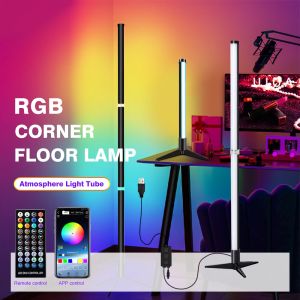 💥Ready Stock💥 RGB Corner Floor Lamp 16 Million Colors music sync DC5V USB Atmosphere LED light Tube with remote & APP control