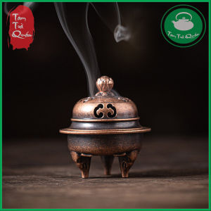 Lư đồng mini xông trầm ( khoanh mini) - Mẫu vàng hồng