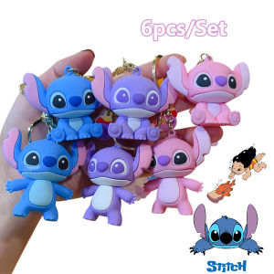 Lilo & Stitch Toys Keychian Anime Stitch Pendant Keychain Sweet Pink Angel Keychians Women Car Keyring Girl Birthday Gift