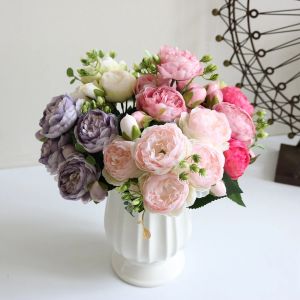 Artificial Peony Bouquet Silk Fake Flowers for Vase Home Decor Wedding Garden Party Decoration Indoor Outdoor Table Centerpiece