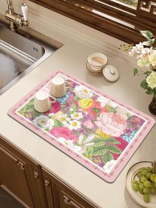 Water Absorbent Kitchen Dining Table Mat Silicon Dinosaur Pattern Coaster Heat Insulation Tea Table Desktop Pad Orange Memory