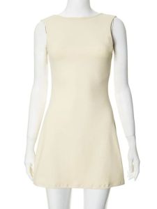 Váy Nữ Không Tay Cổ Tròn Màu Trơn Dáng Ôm Vừa Vặn Mùa Hè 2024 Váy Ngắn Mùa Hè Cho Nữ