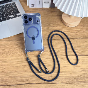 szhaiyu | Magnetic Clear Phone Case for Magsafe IPhone Air 17 17E 16 Plus 15 14 13 12 Pro Max Lanyard Strap Transparent Protective Cover