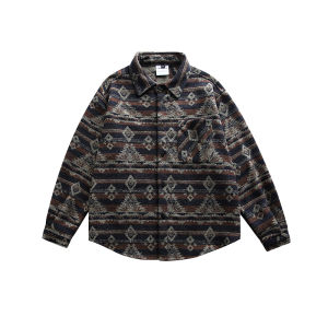 Shirt Mens Fall and Winter New Arrival Retro Ethnic Style Handsome Casual Trend Loose Thickened Work Clothes Long Sleeve Shirt Coat