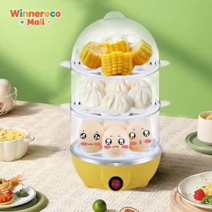Egg Steamer 3 Layers Egg Household Food Siomai Steamer Mini Anti-Dry Egg Steamer Boiler Electric for Eggs/Dumplings - Auto Shut-Off Timer & Temp Control w/ Transparent Bowls - Indicator Light - Healthy Cooking Made Easy