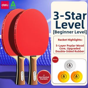 deli | Durable Professional Grade Table Tennis Rackets Set 3-Star