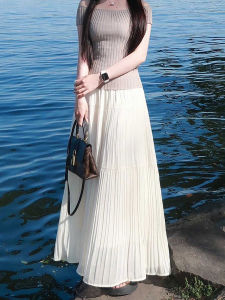 YAYANGREN | Spring New Pleated A-Line Skirt White