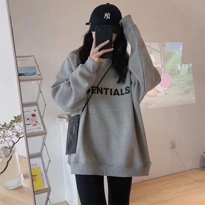 Hong Kong Style Retro Chic Sweatshirt Women's Autumn and Winter Fleece ...
