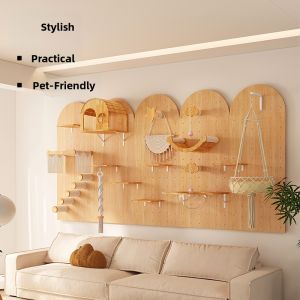 MIAOZAN | DIY Solid Wood Pegboard Wall-mounted Integrated Cat Nest for Large Cats