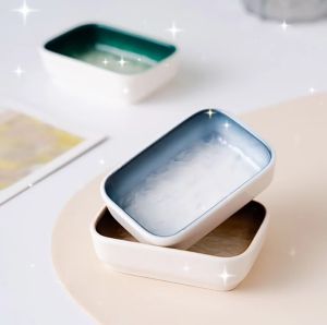 Đĩa gia vị chén sốt chấm sứ vân đá hình chữ nhật - sứ cao cấp men vân đá chống xước phong cách Bắc Âu