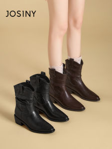 Josiny | Pointed Toe Insulated Brown Retro Fashion Women Boots
