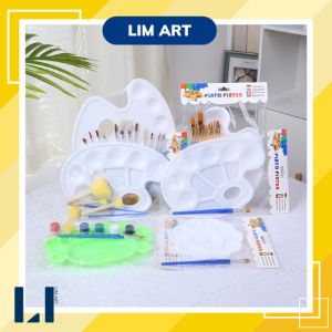 Set khay pha màu và cọ vẽ và mút vẽ tiện lợi chuyên dụng vẽ tranh màu nước màu acrylic sơn dầu...