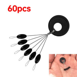 10-60pcs Black Rubber Space Beans Oval Stopper Fishing Bobber Float Catfish Flotador Fishing Float Folat Line Stops