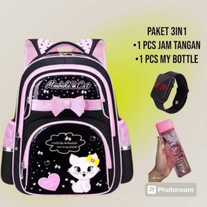 "NIQABIS"Tas Ransel Motif MANBUKE CAT 3in1 Ransel Anak Sekolah Perempuan SD PAUD TK