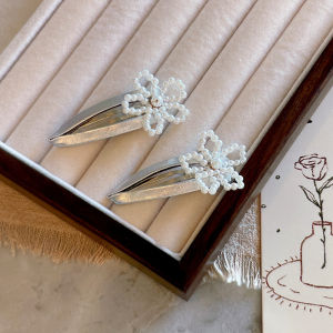 French Vintage Pearl Flower Plate Butterfly Knot Baby Girl BB Clip Childrens Hair Accessories Baby Hair Decorations