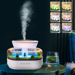 Aroma Humidifier Raindrop ภูมิทัศน์ Air Humidifier พร้อม Night Light เดสก์ท็อปสเปรย์น้ําหอม Essential Oil Diffuser Mist Maker