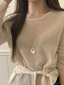Minimalist Geometric Pendant Sweater Chain Suzyacc Kr Unique Design Sense T-Shirt Long Necklace Alloy Material Womens Jewelry