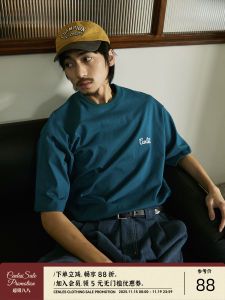 CENLES Mens Basic Short Sleeve T-Shirt round Neck Loose Fit Pure Cotton Summer Versatile Tee Couples Clothing Youth Style