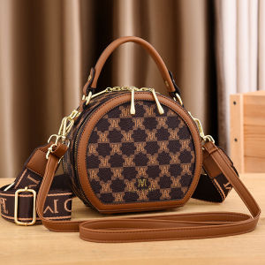 Kangaroo Brand Leather Small Handbag Womens Large Capacity Fashionable Retro Single Shoulder Slant Cross round Bag