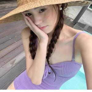 Bộ Đồ Bơi Một Mảnh Màu Tím Gợi Cảm Cho Nữ Mùa Hè 2025 Bộ Đồ Bơi Một Mảnh Che Bụng Cạp Cao Không Tay Kiểu Dáng Đơn Giản