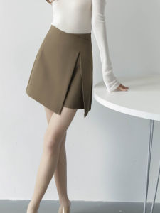 Mzomxo Stylish Pantskirt 2023 High Waist Slim Looking Commuters All-Matching Professional Split Culottes Suit Skirt