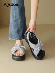 Agsdon | Elevated Thick Heel Comfortable Bow Sandals Female Summer Wear