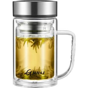 GIANXI | Dual-Layer Glass Tea Cup for Men with Handle