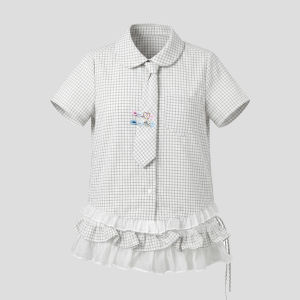 Retro Gingham Notch Collar Lace Sleeveless Shirt