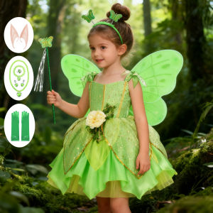 Toddler Girls Tinkerbell Fairy Dresses Up for Girls Costume Kids Cosplay Flower Fairy Princess Clothes Birthday Party Outfit