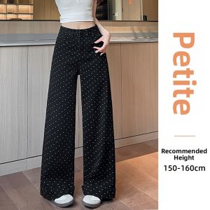 ZIYAN | Heart-shaped Polka Dots Skinny Fit Summer Thin Wide Leg Pants
