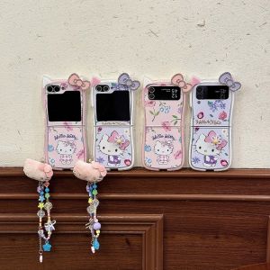เคสโทรศัพท์มือถือผู้หญิง Kawaii Kitty Cat Silicone ป้องกัน ZFlip7FE ZFlip6/5 ZFlip4/3 W24/W25 Flip ดีไซน์สุดเก๋และสร้างสรรค์