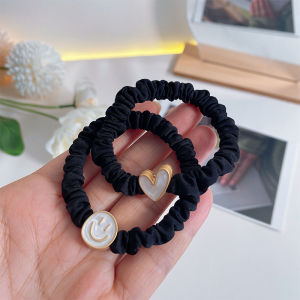 Elegant French Vintage Hair Ties High Elasticity Simple Design Smiley Heart Head Ropes Versatile Fashionable Hair Accessories