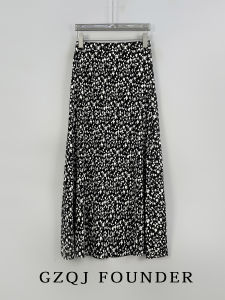 GZQJ High Waist Floral Print Midi Skirt Womens Summer A-Line Skirt Polyester Fabric Adjustable Length Stylish Design