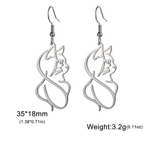 Cazador Gold Color Cat Kitten Drop Earrings for Women Stainless Steel Jewelry Cute Animal Earrings Christmas Gift Wholesale 2024